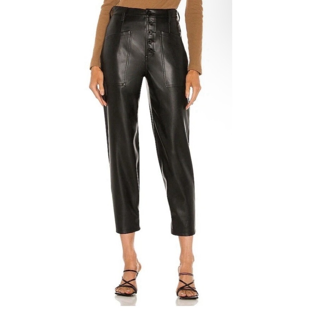 Pistola Tammy Faux Leather Trouser in Black Size 18W Button Fly‎ Glam